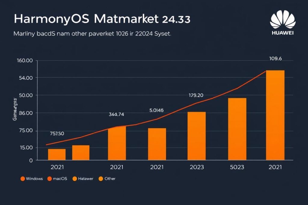 Chart showing HarmonyOS market share growth in China compared to other operating systems Chart showing HarmonyOS market share growth in China compared to other operating systems