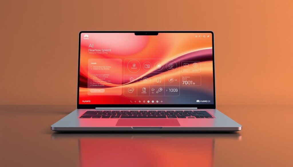 Futuristic concept of next-generation HarmonyOS laptop with advanced features Futuristic concept of next-generation HarmonyOS laptop with advanced features