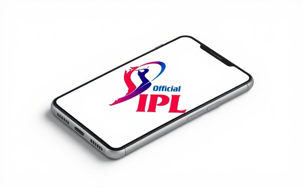 Generate an image of the official IPL app logo on a smartphone screen