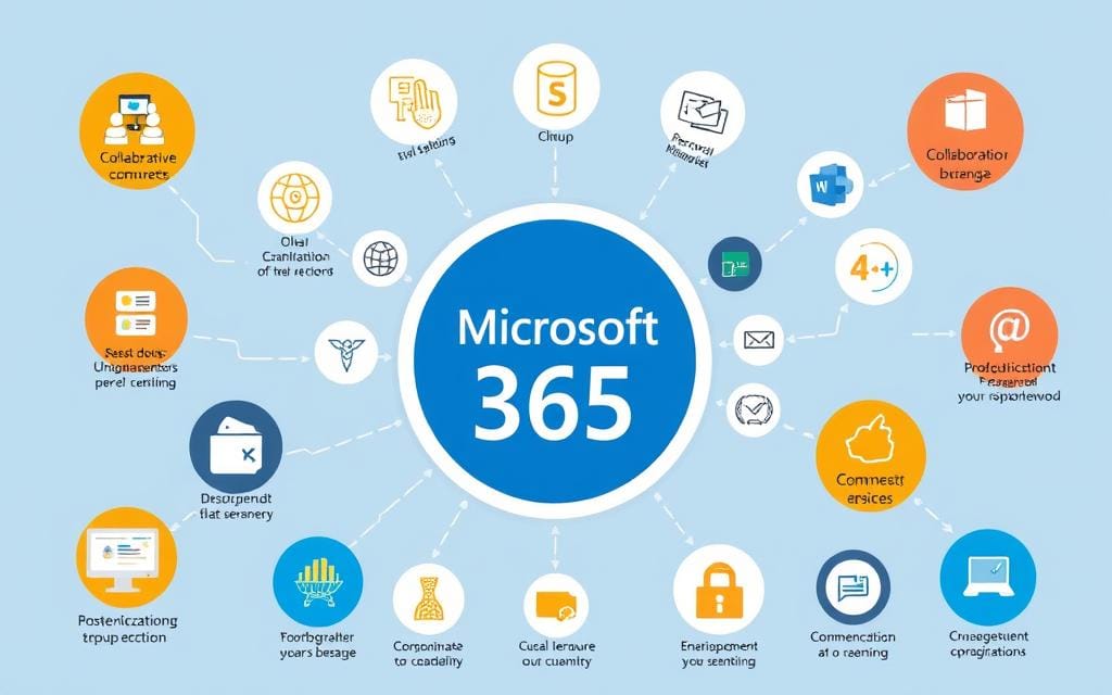 Generate an image representing Microsoft365 business features Generate an image representing Microsoft365 business features