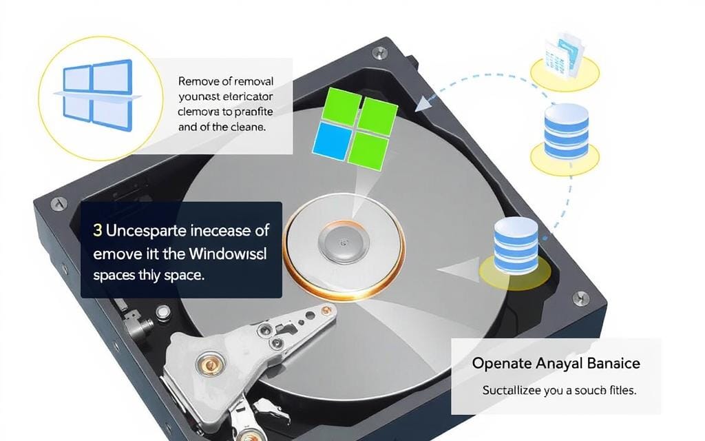 Image of a Windows computer hard drive being cleaned up