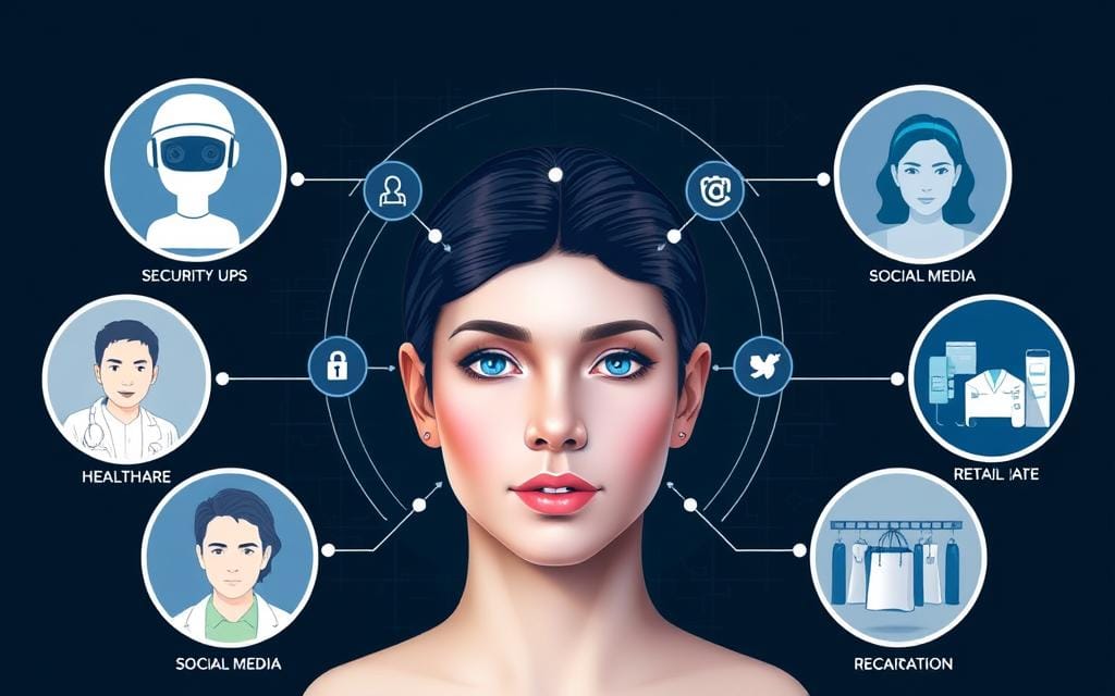 Image of various face recognition applications in different fields