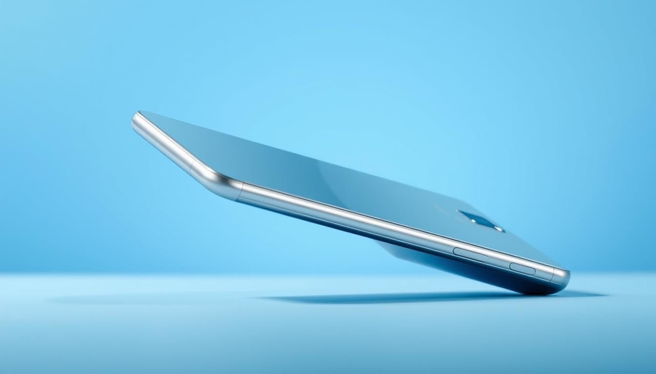 Samsung S25 Edge smartphone showcasing its ultra-thin 5.8mm profile in Titanium Silver finish