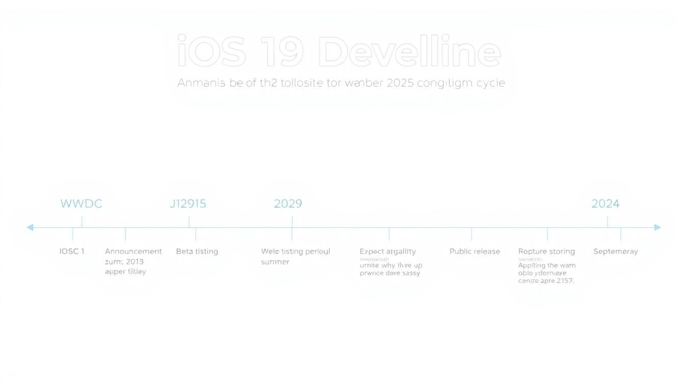 iOS 19 Wish List timeline showing expected announcement at WWDC 2025