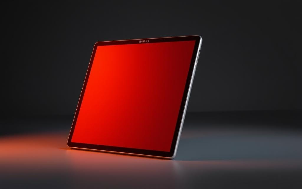 An ultra-modern and sleek OnePlus Pad 3 tablet, designed with a striking glass and metal unibody construction. Captured in a dramatic studio lighting setup, the device's sharp edges and smooth curves are accentuated by warm, directional lighting from the side, casting dramatic shadows that highlight its premium aesthetic. The tablet is presented at a slight angle, showcasing its razor-thin profile and the precision-machined chamfered edges. The background is a minimalist, gray studio backdrop, allowing the OnePlus Pad 3's refined design to be the sole focus of attention. An ultra-modern and sleek OnePlus Pad 3 tablet, designed with a striking glass and metal unibody construction. Captured in a dramatic studio lighting setup, the device's sharp edges and smooth curves are accentuated by warm, directional lighting from the side, casting dramatic shadows that highlight its premium aesthetic. The tablet is presented at a slight angle, showcasing its razor-thin profile and the precision-machined chamfered edges. The background is a minimalist, gray studio backdrop, allowing the OnePlus Pad 3's refined design to be the sole focus of attention.