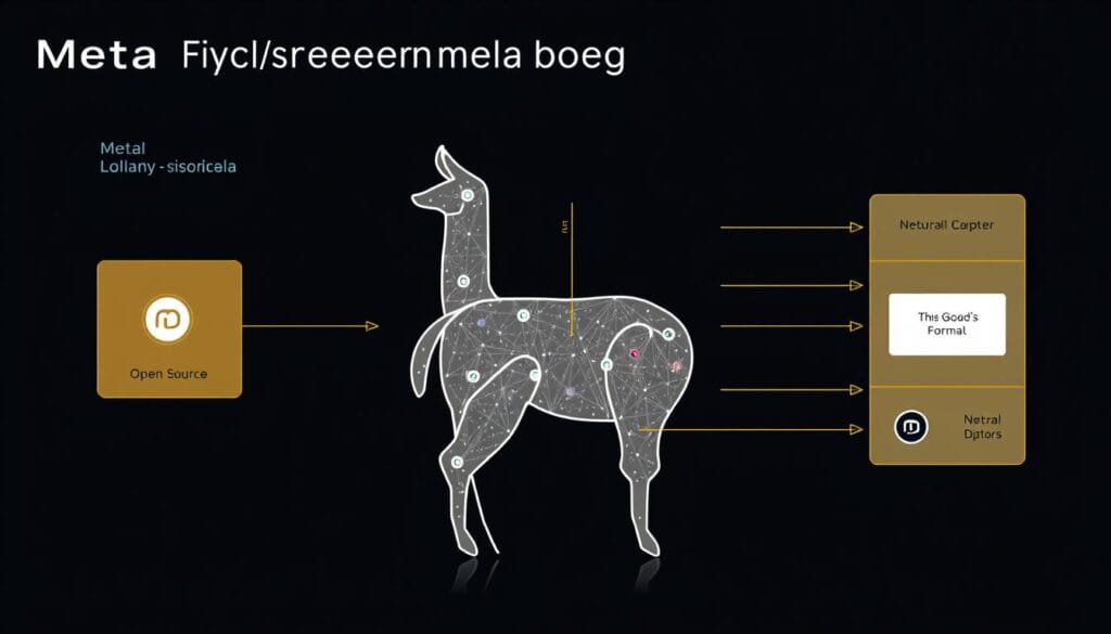 Meta's Llama AI model visualization showing its open-source architecture Meta's Llama AI model visualization showing its open-source architecture