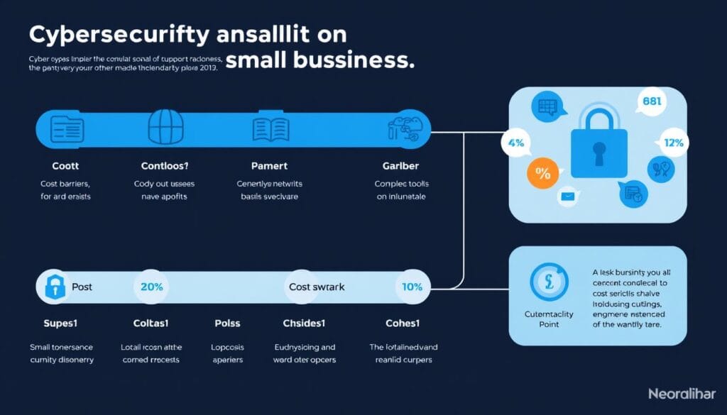 Visual representation of cybersecurity challenges facing small businesses Visual representation of cybersecurity challenges facing small businesses